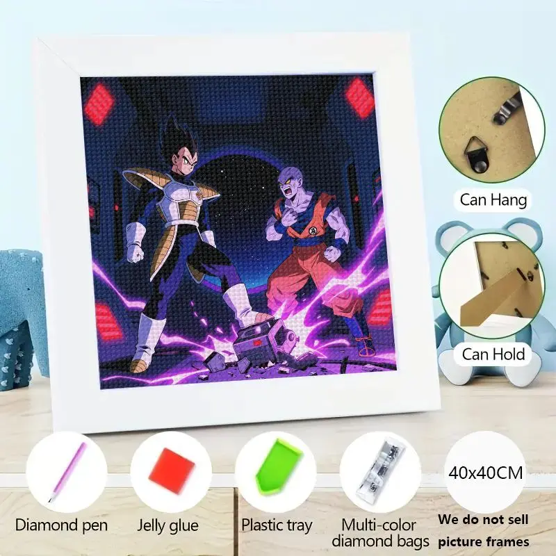 

1PC DIY 5D Full Drill Diamond Painting Kit, Dragon Ball Z Anime Vegeta Jiren Battle Scene, Rhinestone Embroidery Cross Stitch Cr