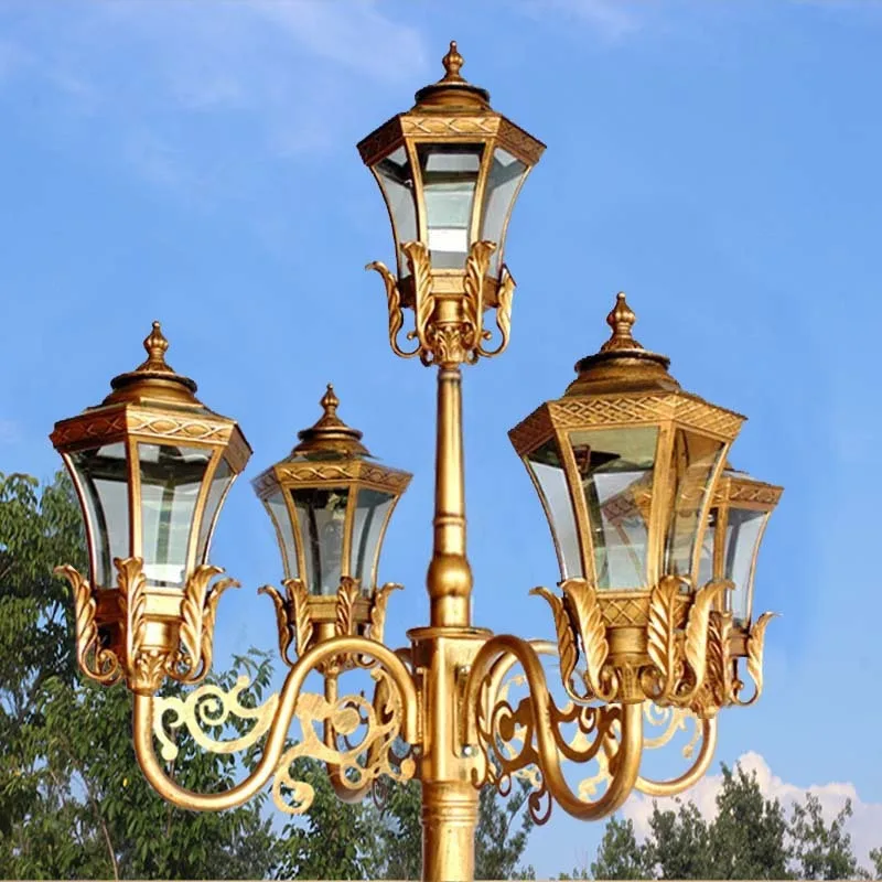 Solar Garden Light European 5-head Chinese Light Lawn Gate Villa Landscape Garden Decorative Street Light