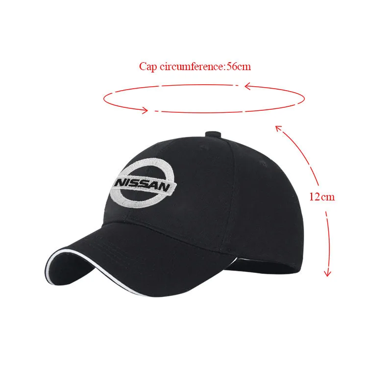 Car Baseball Cap Peaked Cap Adjustable Unisex Summer Shade Hat For Nissan Tiida Sylphy Teana X Trail T30 T32 Almera Qashqai J10