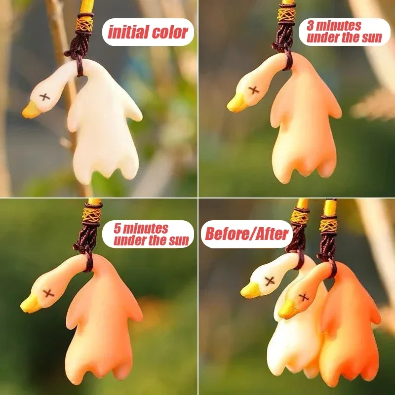 10Pcs Color Change Roast Duck Keychain Retro Duck Animall Cartoon Cute Funny Creative Backpack Hanging Pendants Key Ring