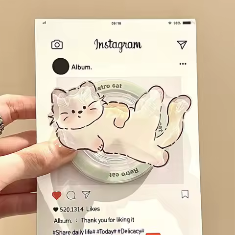 Korean Cute Kitty For Magsafe Phone Magnetic Griptok Stand For iPhone Funny Foldable Wireless Charging Case Holder