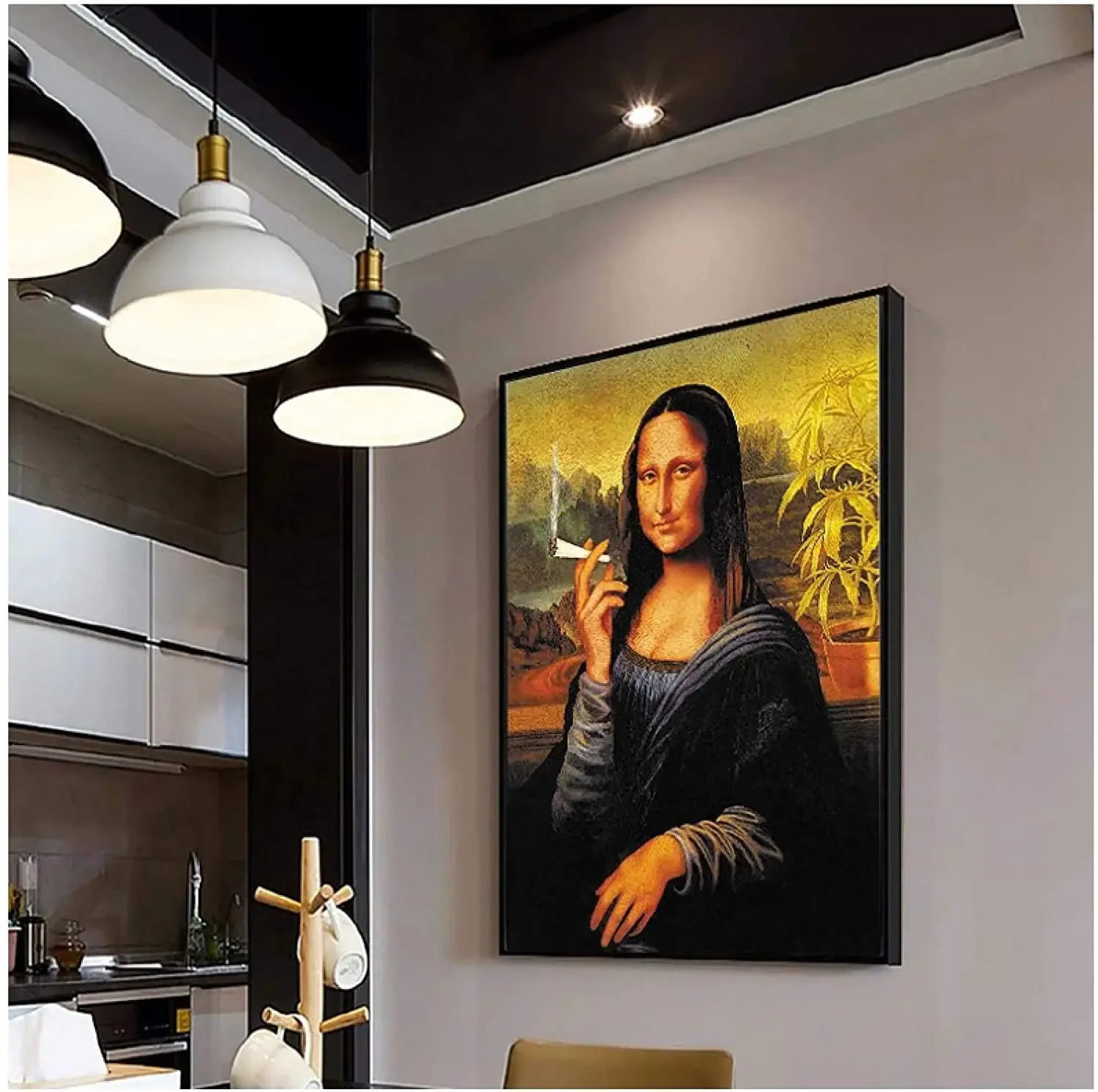 Famosa pintura al óleo de cigarrillo de Mona Lisa sobre lienzo