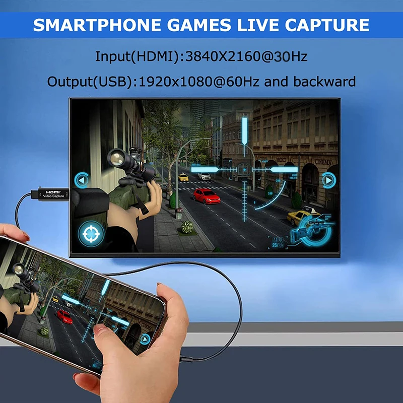 Carte d'acquisition vidéo USB 2.0 HD 4K à 1080p, enregistreur de jeu compatible HDMI pour PC, PS4, enregistrement de caméra DVD, Streaming en direct