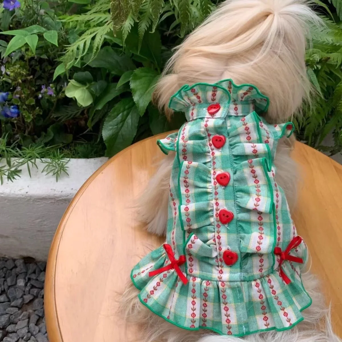 INS style plaid Shirt Skirt Pet princess Dress Dog Vest Love Tie Pet Clothing Dog Costume Supplies Skirt