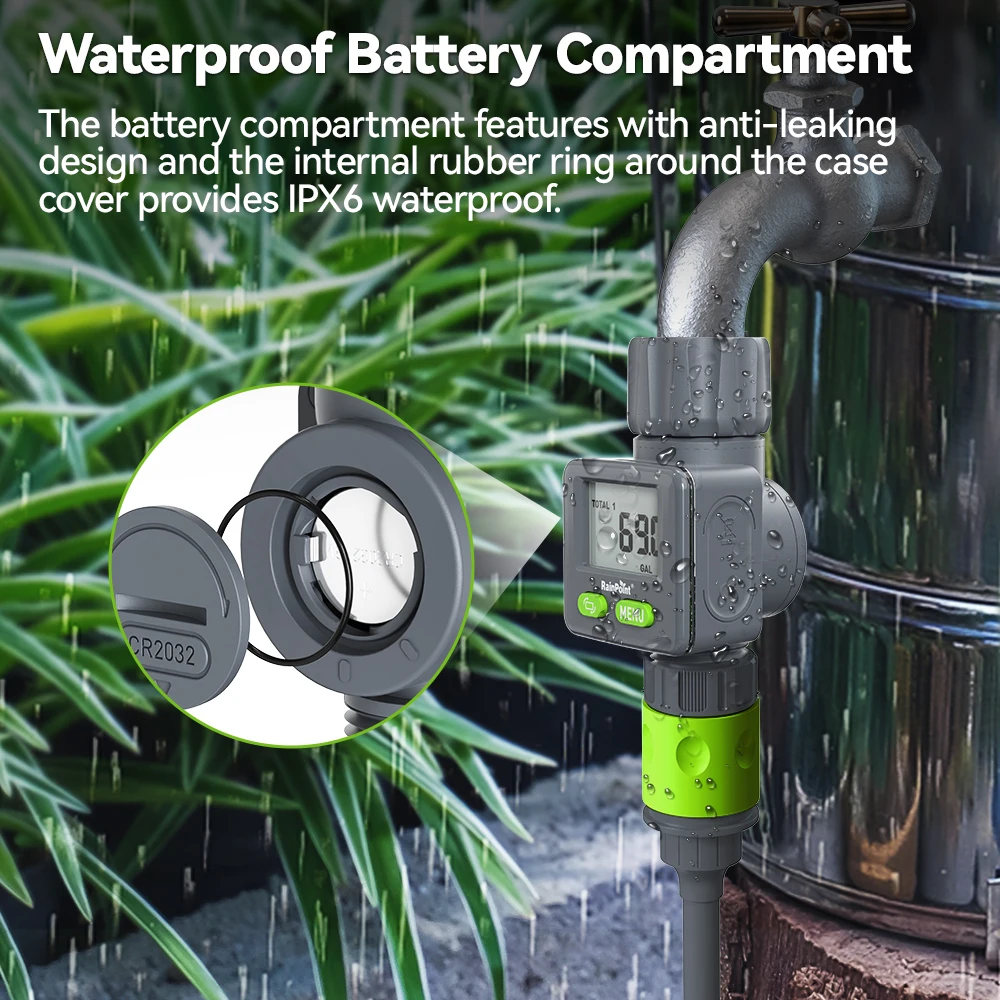 Цифровой расходомер воды 3/4 дюйма, кран, открытый садовый шланг, частота расхода воды, RV L/Gal, откидной экран, полив, орошение