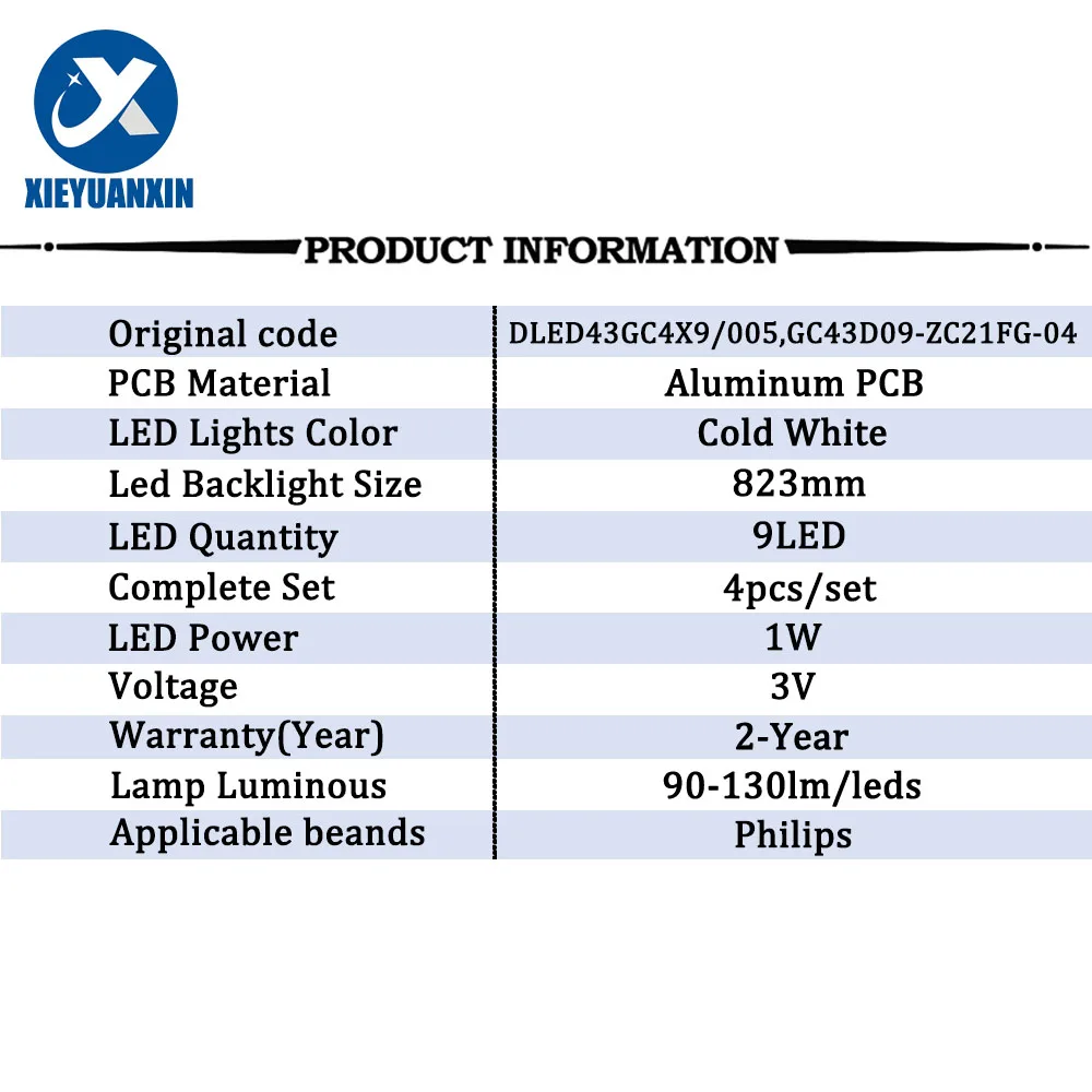 4 قطعة LED التلفزيون الخلفية شرائط لشركة فيليبس 43 بوصة LED43GC 4X9 GC43D09-ZC23FG-01 43PFF5021 43PFF5011 T4312M LD43V22S DLED43GC4X9