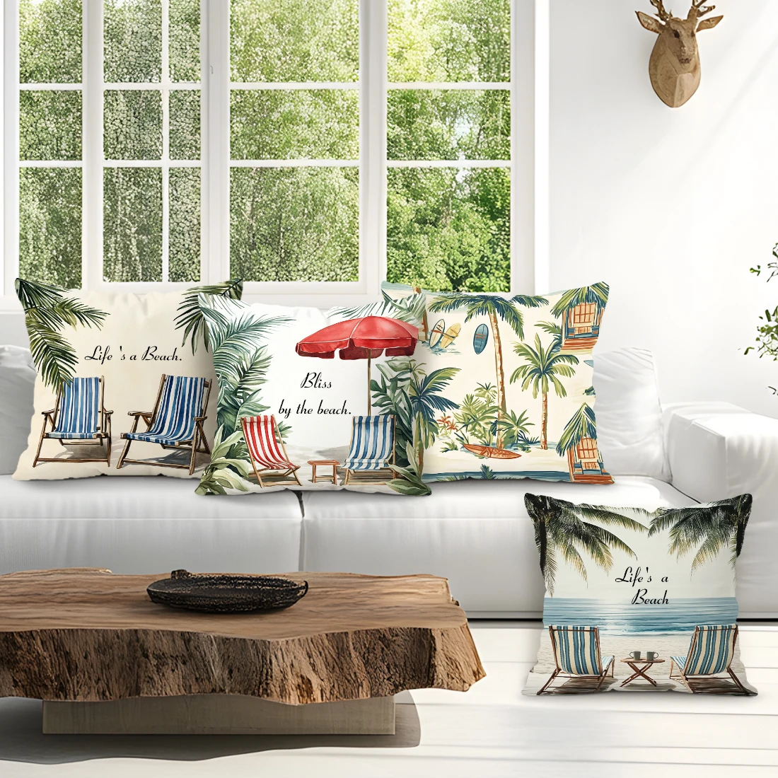 Hot Beach Theme Cushion Pillowcase Printed Polyester 40/45/5