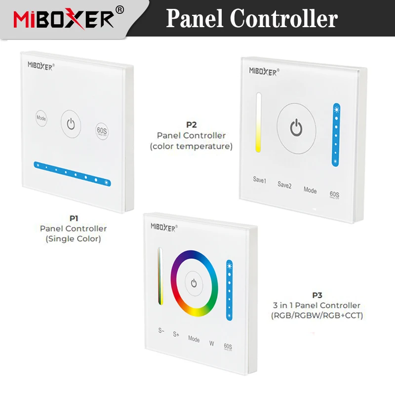 

Miboxer Wall-mounted 86 touch Panel DC12V 24V Max10A Compatible with Mi-Light / MiBoxer 2.4GHz series remote