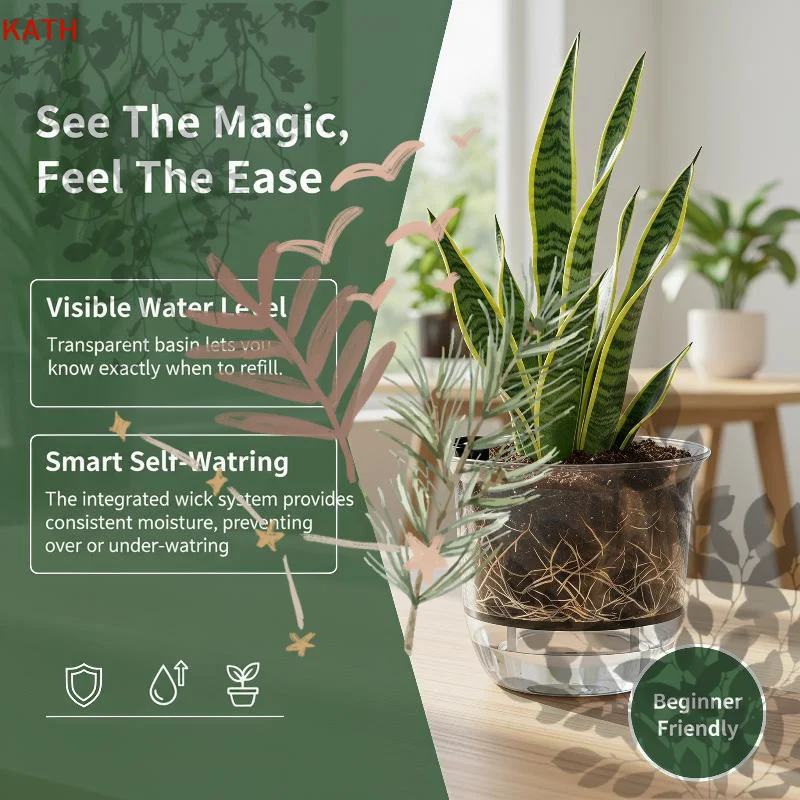 1Pcs Self-Watering Pot Pots: Indoor Plants Clear Flower Deep Reservoirs Spider Orchids