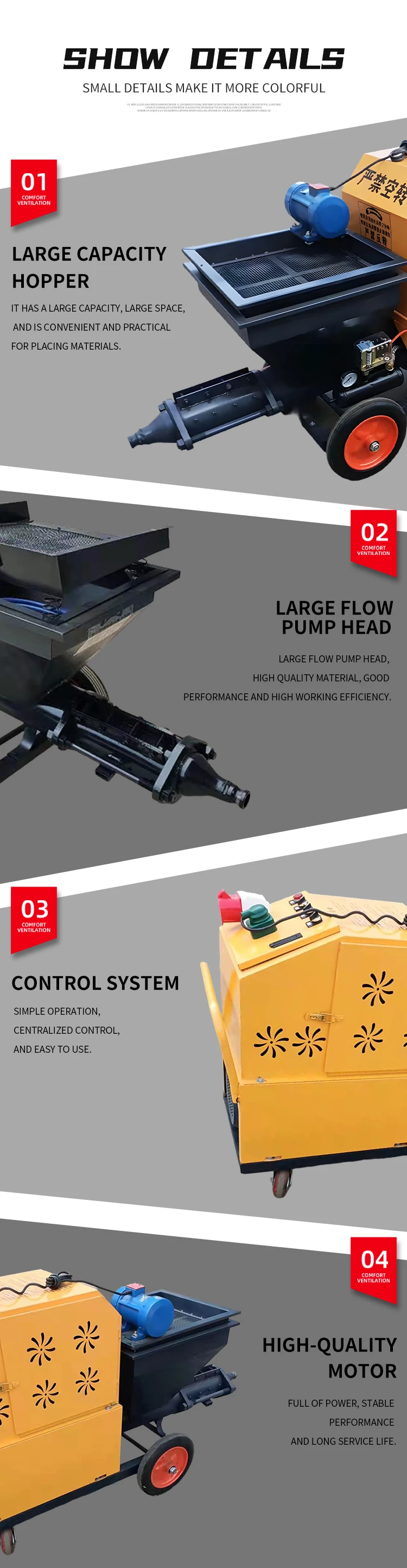 Cement Mortar Spray Plaster Machine Lightweight Design Durable Structure for Interior Exterior Wall Rendering Project