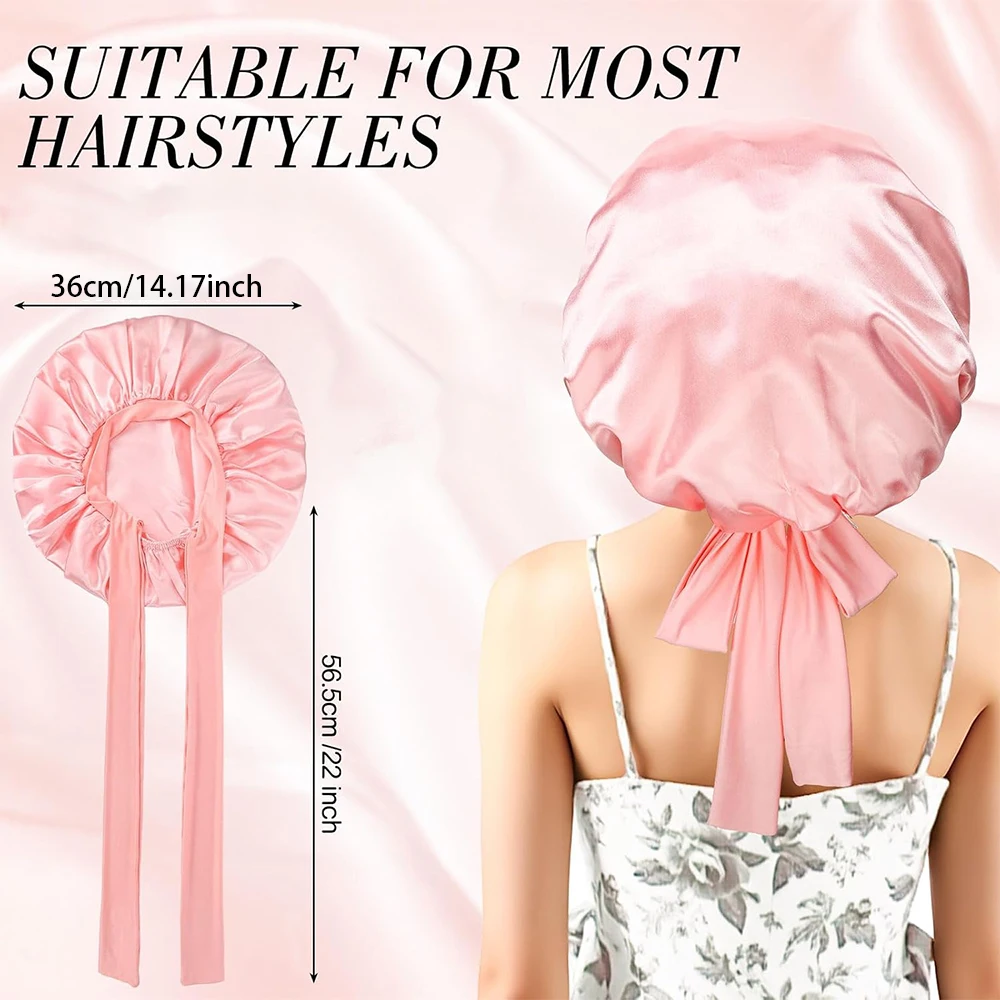 Adjustable Satin Bonnet For Sleeping - Silk Hair Bonnet With Tie Band For Women And Men - Protects Hair From Frizz And Breakage