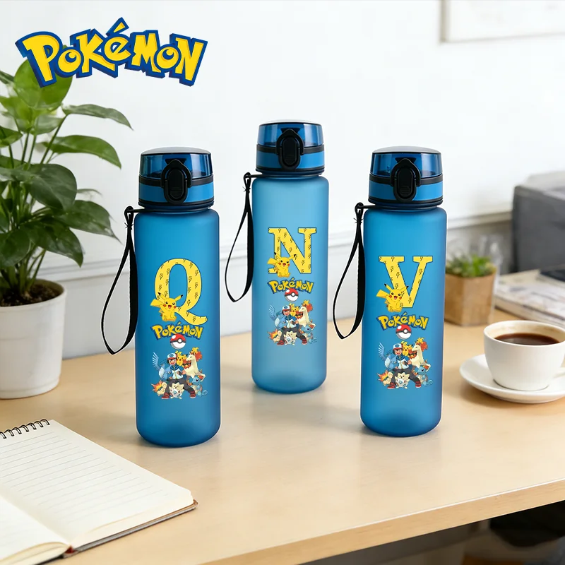 

650 ML Pokemons Water Bottle Pikachus Leak Proof Sports Bottles Cartoon Print Outdoor Fitness Portable Drinking Cup Juice Cups
