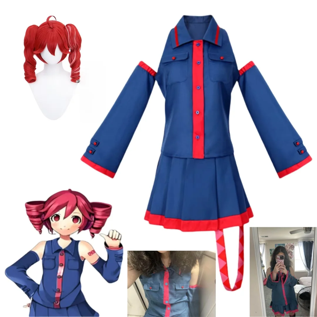 

Anime Kasane Teto Cosplay Costume Women Blue Pink Dress Cosplay Costume