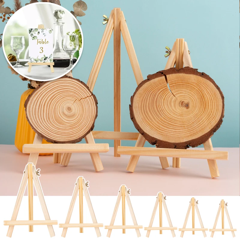 

5PCS Wood Mini Easel Frame Desktop Triangle Display Stand Wedding Table Card Stand Holder Children Painting Craft Artist Tripod