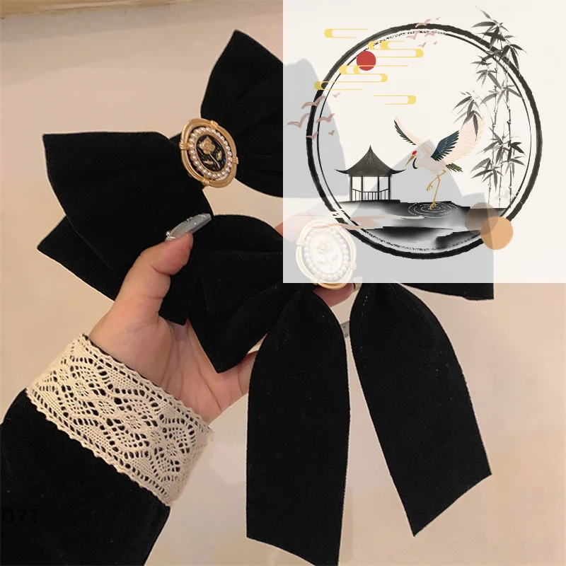 

1PC Black Red Velvet Bow Hair Pins Elegant Fabric Alloy Roses Hair Clip for Women Fashion Ponytail Barrette Heawear Access