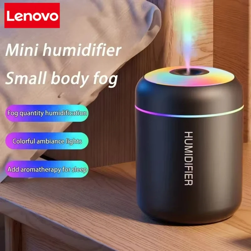 Lenovo Mini Car Air Humidifier USB Electric Aroma Diffuser Essential Oil Purifier Aromatherapy Mist Maker Lights For Car Home
