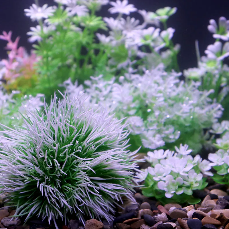 Aquarium Plants Ornaments Plastic Simulation Artificial Water White Yellow Brown Red Grass Fish Tank Decoration Accessories