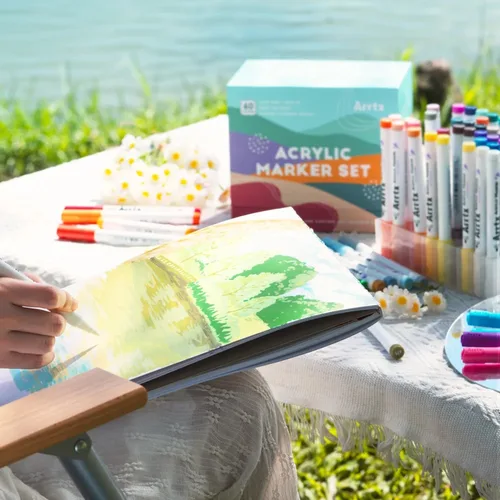 Imagen 2 del producto Arrtx-rotuladores de pintura acrílica, rotuladores de pintura para artistas, adultos, colorear, dibujar, paisajes, punta de pincel Natural