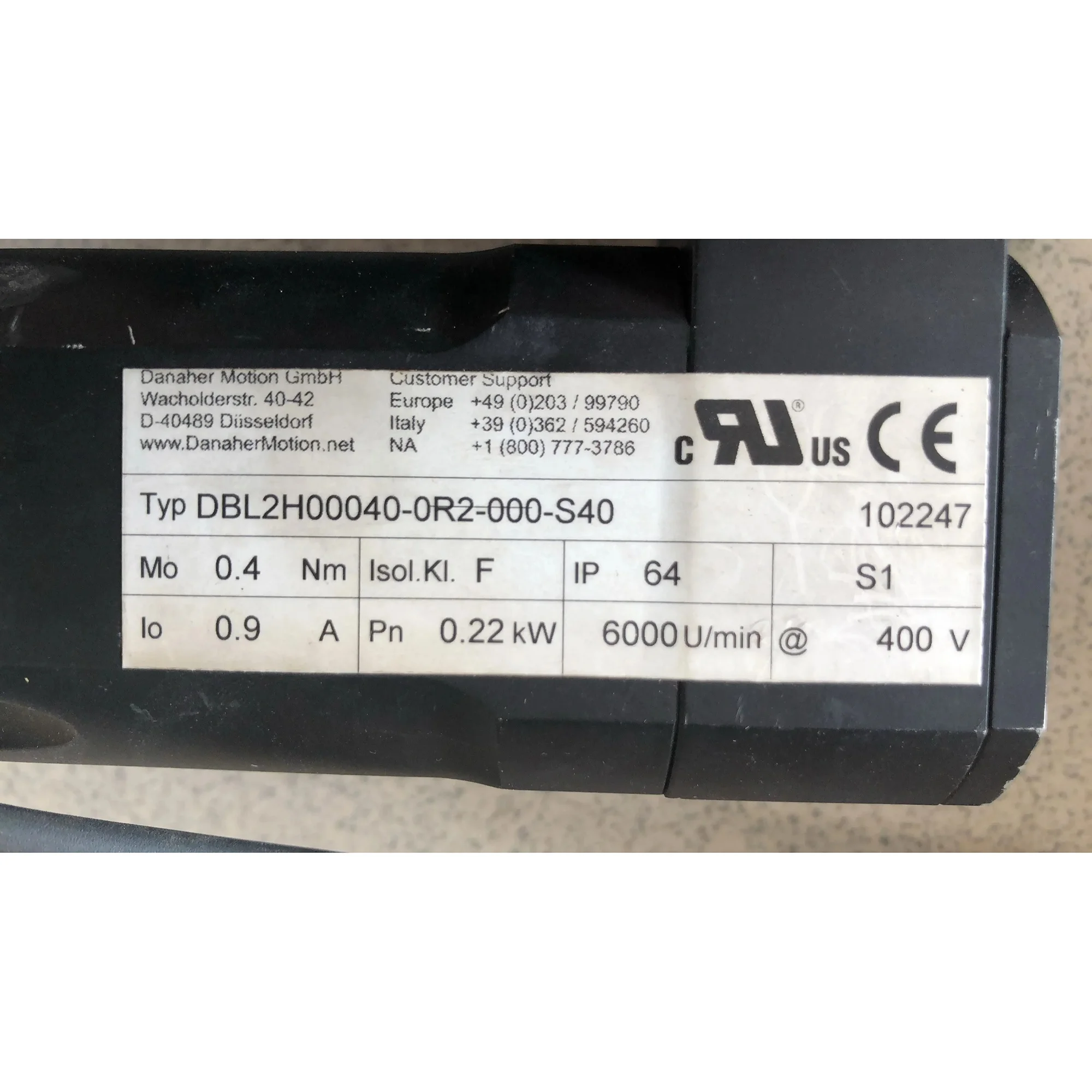 

Danaher Motion DBL2H00040-0R2-000-S40 Servo Motor