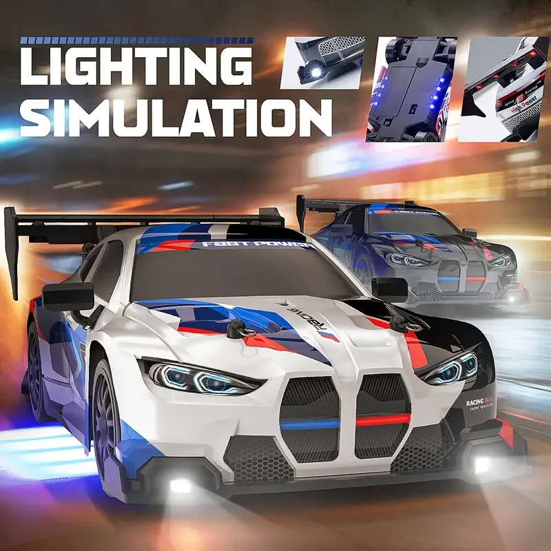 Neue 4WD RC Drift Auto Fernbedienung 1:24 Racing Fahrzeug LED RTR 2,4G Lkw M4 mit Extra Reifen Straßensperren Spielzeug Geschenk für Kind Erwachsene