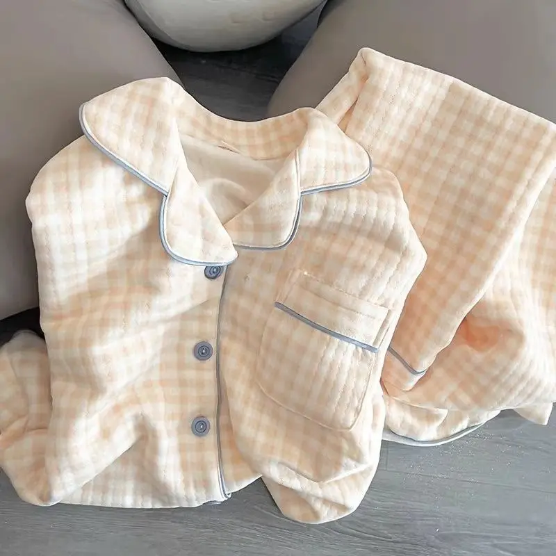 

Японский стиль, осенне-зимний кардиган премиум-класса для девочек, пижамы, женская теплая утепленная домашняя одежда, дышащий милый костюм