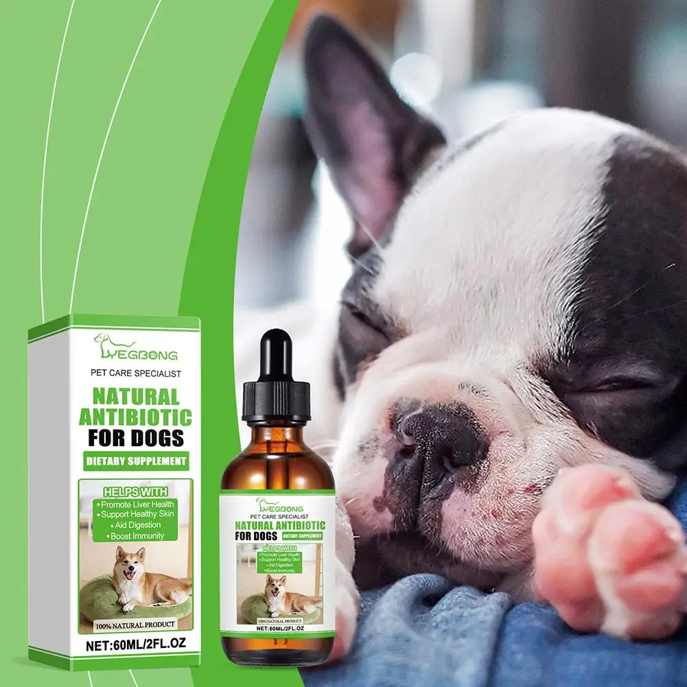 Integratori alimentari per cani Gocce liquide Dewormer a base di erbe con probiotici Assorbimento nutriente Immunità Boost Ampio per cani D9R2
