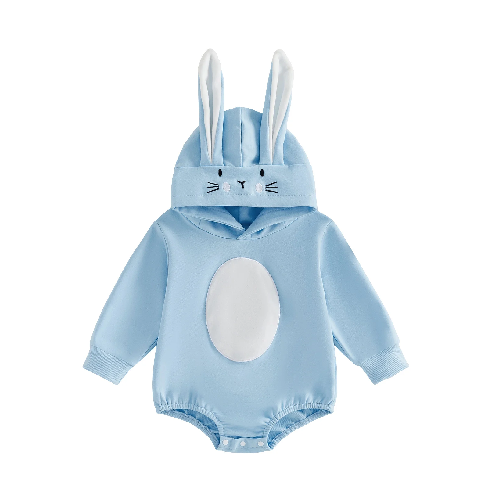 

Очаровательный комбинезон с капюшоном в виде пасхального кролика, с длинными рукавами и контрастным дизайном, для милых праздничных нарядов и повседневной носки.