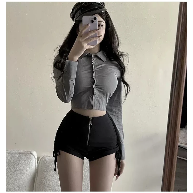 High Waist Straight Leg ort Pants Women's Casual Elastic Slim Fit White A-Line Hot Pants Summer Faion Small Size