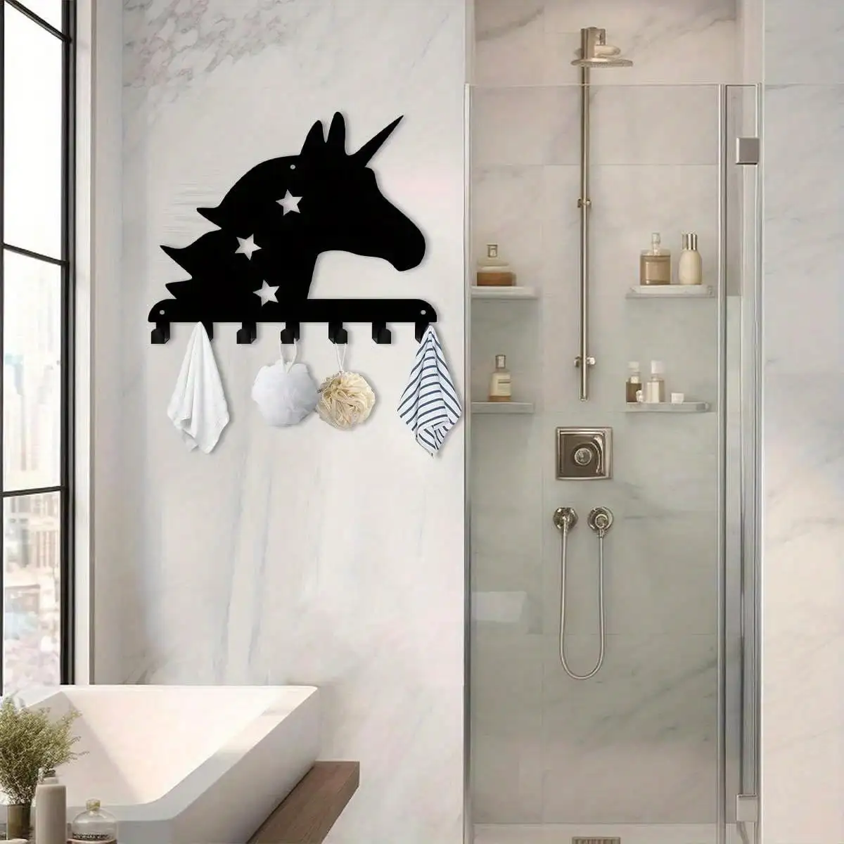CIFBUY Unicorn Key Hook Heavy Duty Metal Key Rack Magical Head Design Elegant Entryway Decor For Home Office Kitchen Bathroom