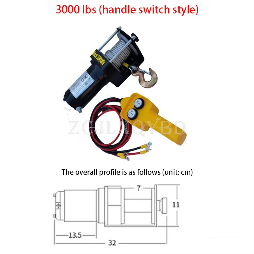 Cabrestante eléctrico todoterreno de 3000lbs, 12V, 24V, para grúa de vehículo, mango de 3000 libras y estilo de Control remoto