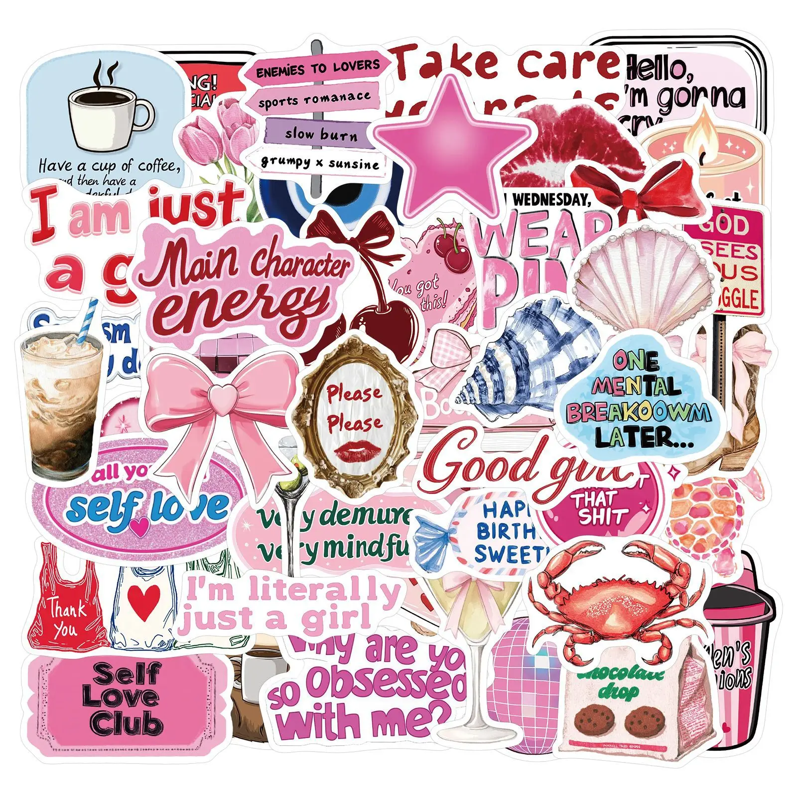 

50pcs Cartoon Inspirational Girl Graffiti Stickers Waterproof Diy Decals