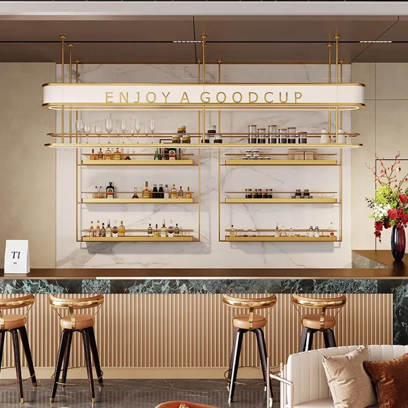 

Wall Shelf Bar Cabinet Wine Rack Drinks Bartender Metal Bar Cabinet Wine Rack Drinks Tall Botellero Vino Drinking Bar Furniture