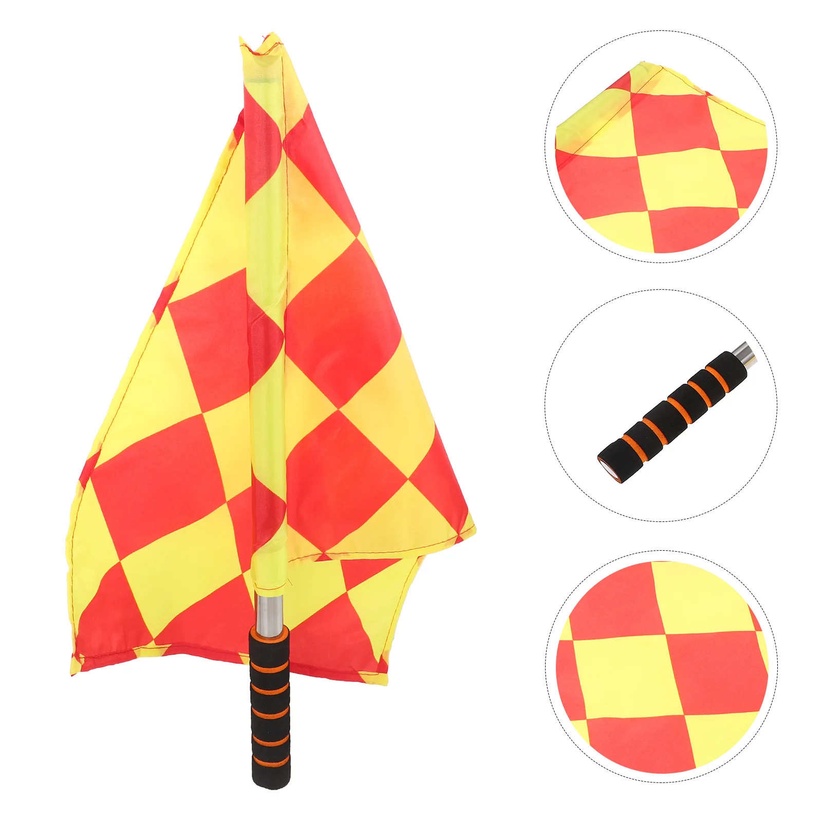 2 Pcs Football Referee Flag Equipment Hand Signal Waving For Racing Uniform Conducting Warning Flags Traffic Polyester Metal