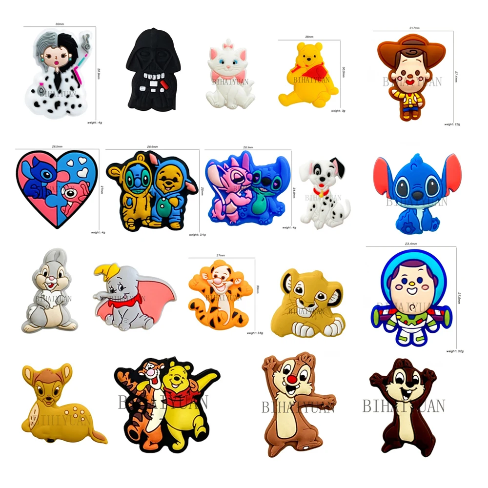 10pcs disney stitch marie cat winnie the pooh focal Teether Jewelry simba Dumbo Silicone Beads For pen Pacifier Chain