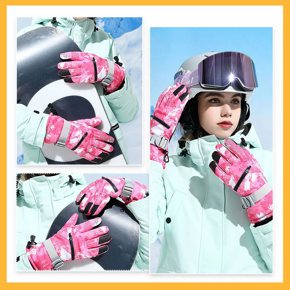 Touch Screen Ski Gloves Men Women Warm Windproof Riding Hiking Skiing Skateboard Snowboard Gloves Snowmobile Gloves hand warmer