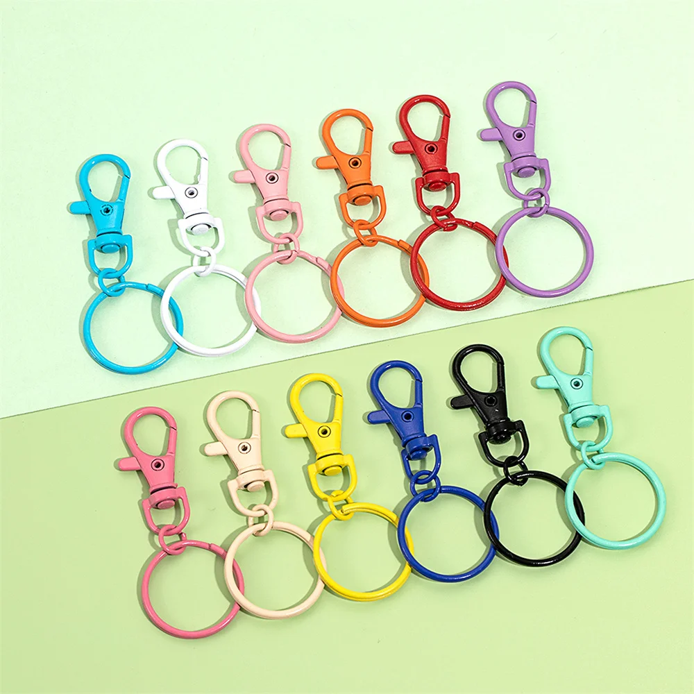 10/20/50pcs Multicolor Keyring Lobster Clasp Hooks With Adjustable Buckle For Making Keychain DIY Jewelry Accessories ﻿
