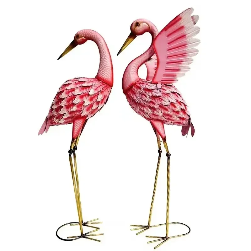 Artificial Flamingo Bird Ornament,Home Outdoor Garden,Artificial Fake Pond Statue,Landscape Decoration,Metal Animal