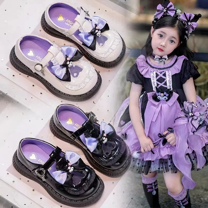 

Детские туфли-балетки Kuromi 2026 в стиле Лолита для девочек, с милым бантом, модные туфли для выступлений