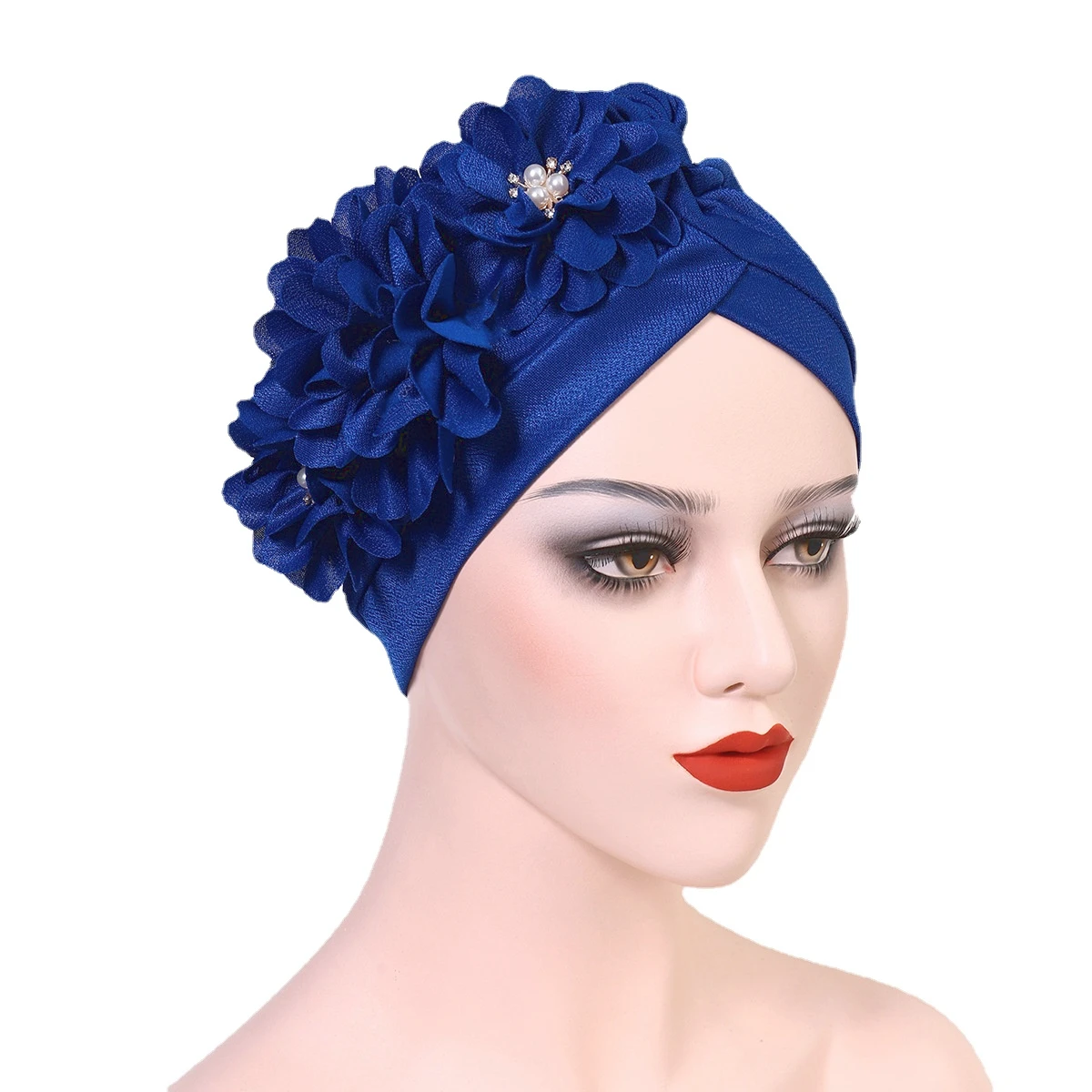 

Flower Ruffle Turban Caps Women Hats African Headwrap Caps Plain Floral Bonnet Muslim Ladies Hijab Veil Femme Musulman Islam Cap