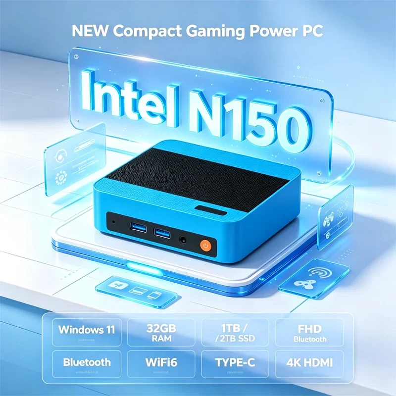 New 2026 Mini PC Intel Core N150 Gaming Mini Computer Windows 11 16GB DDR4 RAM 1TB NVMe SSD WiFi 6 BT5.2 Mini Desktop