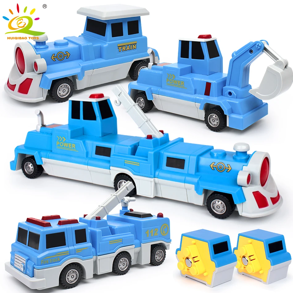 10PCS Construction Engineering Excavator Magnetic Building Blocks DIY Magic Train Truck Vehicle Educational Toys For Children