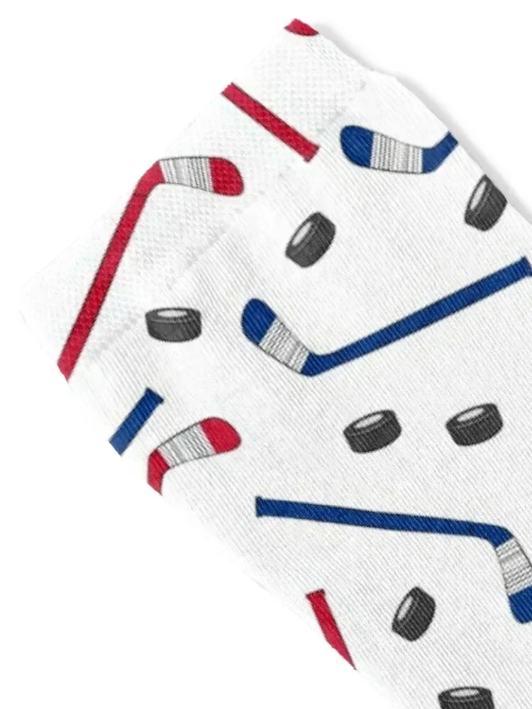 ホッケー スティック - レッド & ブルー ソックス ハロウィン ストッキング 男性 男性 メンズ ソックス 高級ブランド レディース