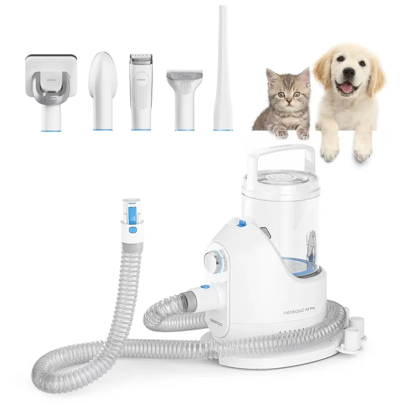 Pet Grooming Kit & Vacuum Suction 99% Pet Hair Multifunctional 5 Proven Grooming Tools for Dogs Cats Hair Trimmer Clipper