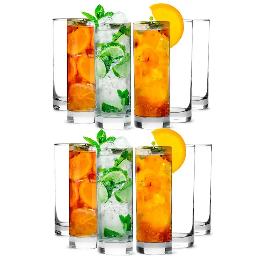 

Premium Highball 12oz Glass Set Elegant Tom Collins Glasses Set of 6, 12, and 48 Tall Drinking Water Glasses Bar Glassware for M