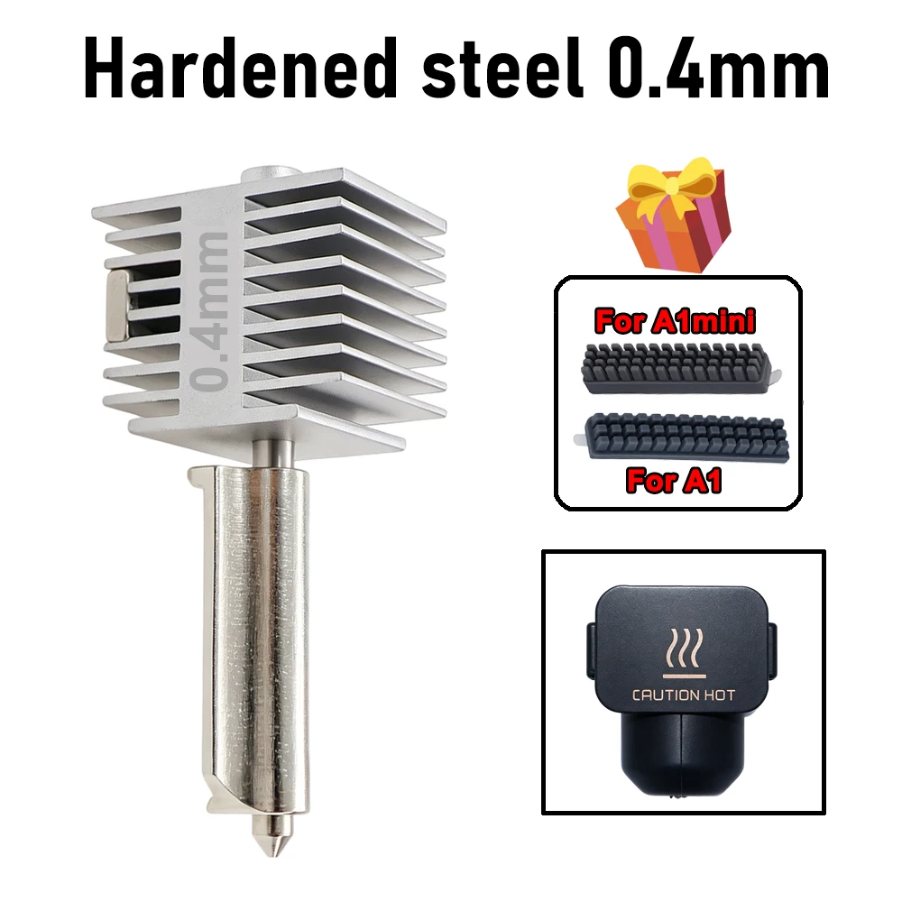 Verbessertes Hotend-Kit für Bamb Lab A2L/A1/A1 Mini – Hochgeschwindigkeits-Hotend-Baugruppe mit 0,2/0,4/0,6/0,8 mm gehärteter Stahldüse – 3D-Teil