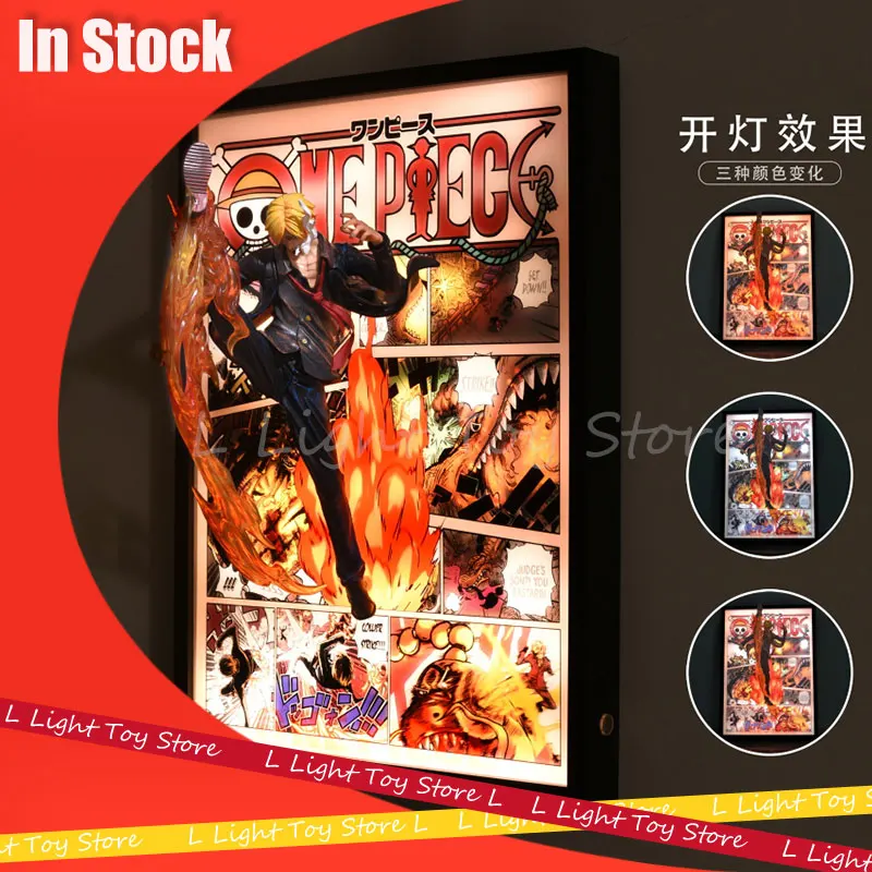 One Piece Anime Figure 3D Night Light Stereoscopic Painting Luffy Ace Sanji Breaking Out Of Comics Room Decor Birthday Gift Toys