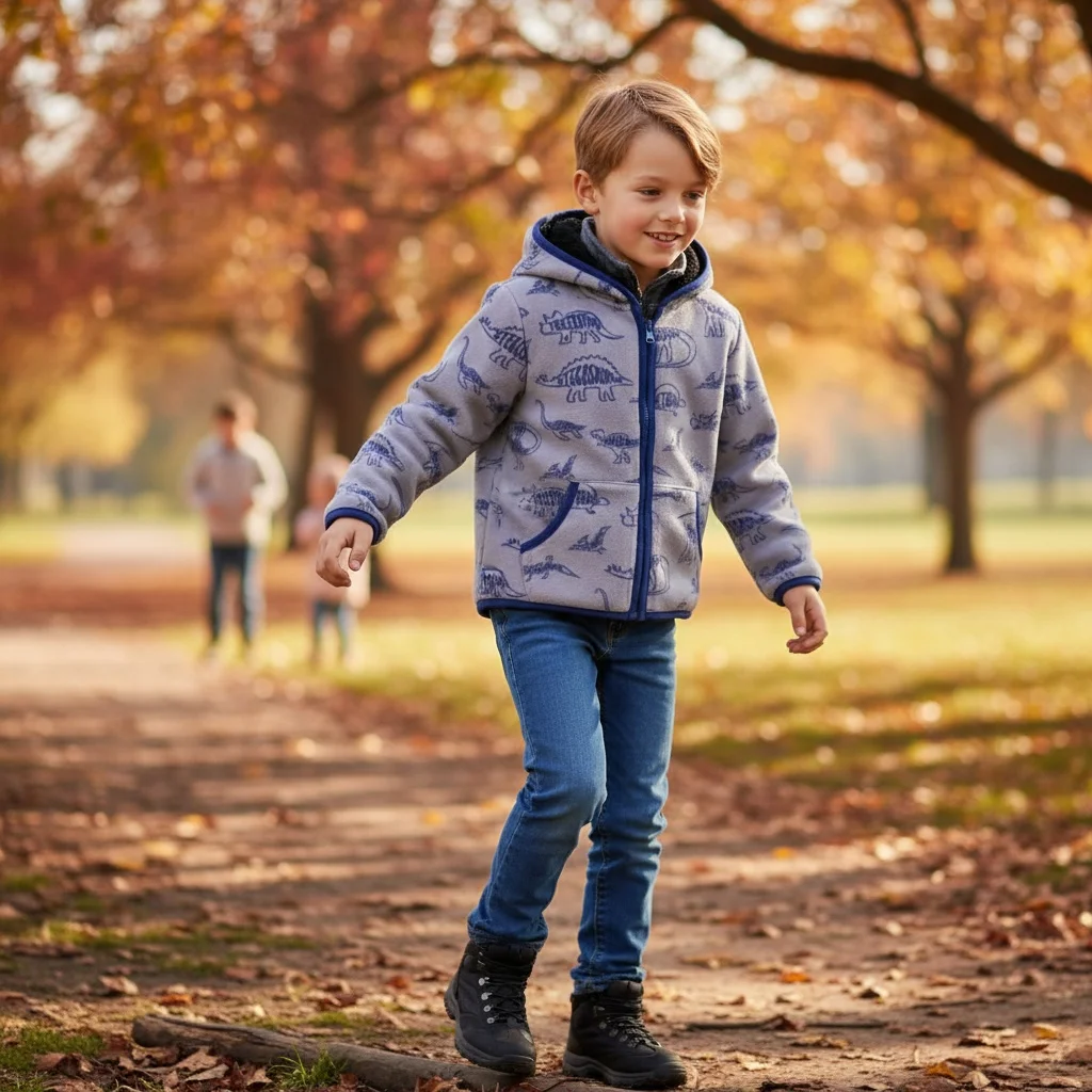 

Boys Girls Warm Fleece Jackets Coat Kids Autumn Spring Hoodied Outerwear Cartoon Print Thermal Thicken Coat Sportwear