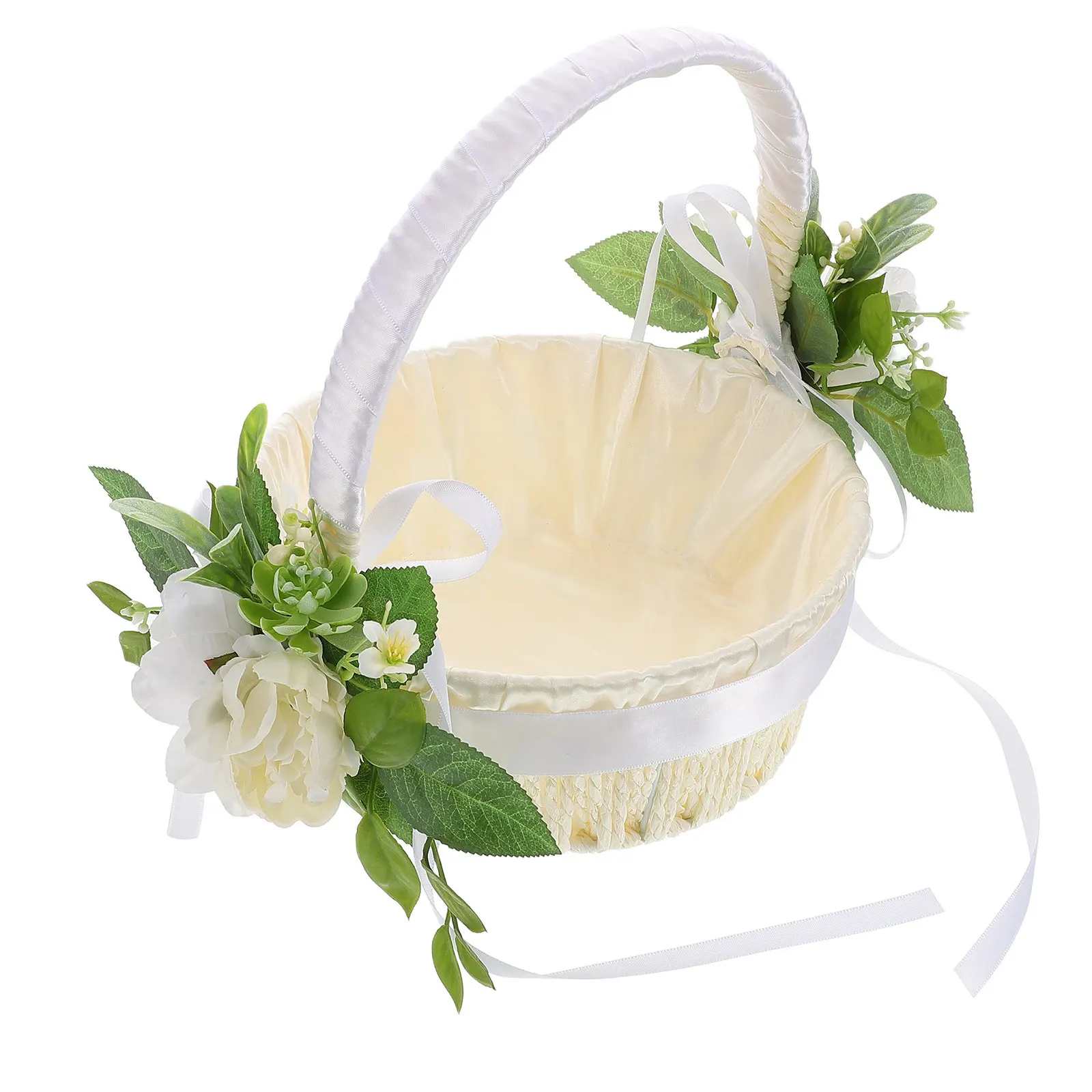

Handwoven Rattan Floral Basket for Flower Wedding Aisle Petal Scattering Rustic Wicker Ceremony Decor Spring Outdoor