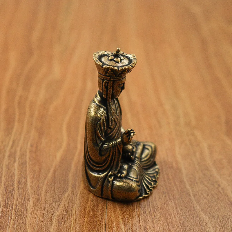 Brass Ksitigarbha Buddha Statue Decorative Figurines Mini Bronze Buddha Metal Figurine Accessoires Miniatures Home Accessories