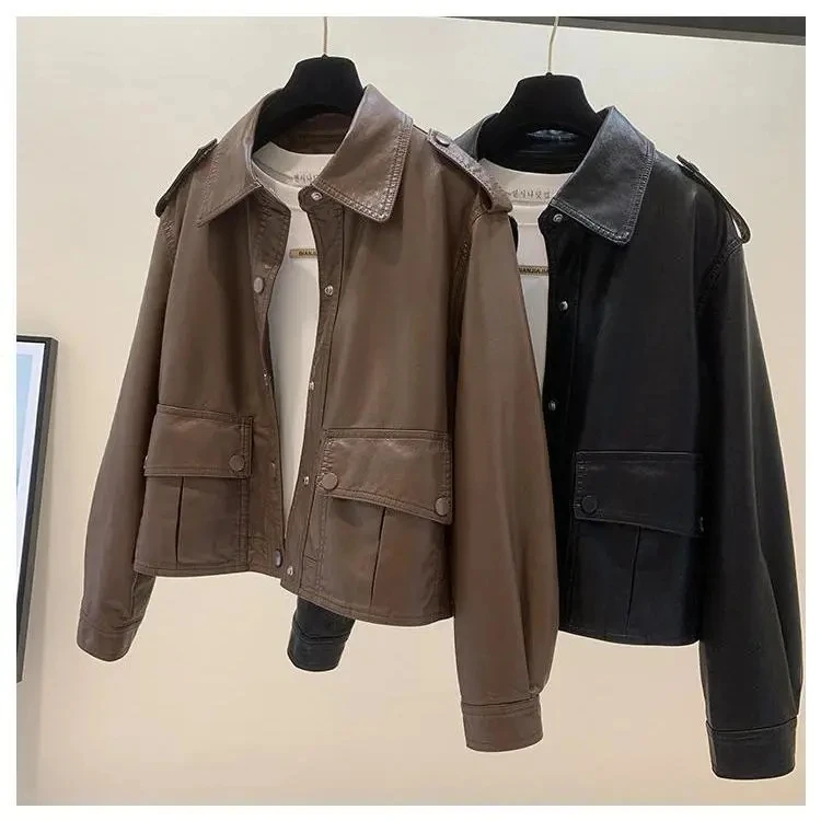 

Women's Loose ort Biker Jaet 2025 Spring Autumn Casual Sle Top Outerwear Faion Ladies' Premium Quali Coat